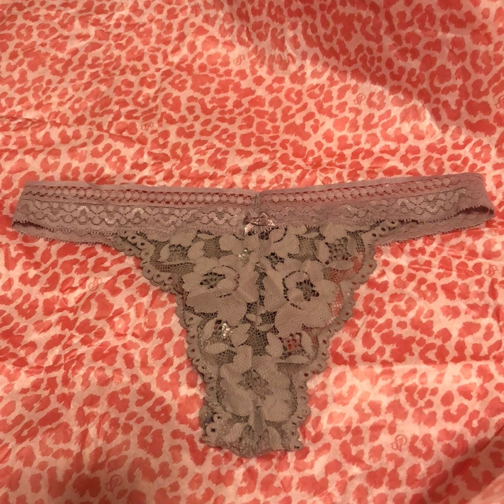 Victoria’s Secret mauve floral lace thong